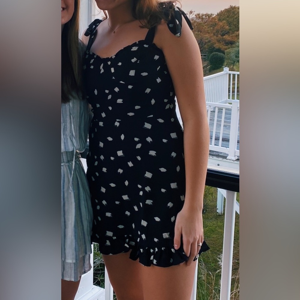 Spencer & Ella Black and White Dotted Mini Dress